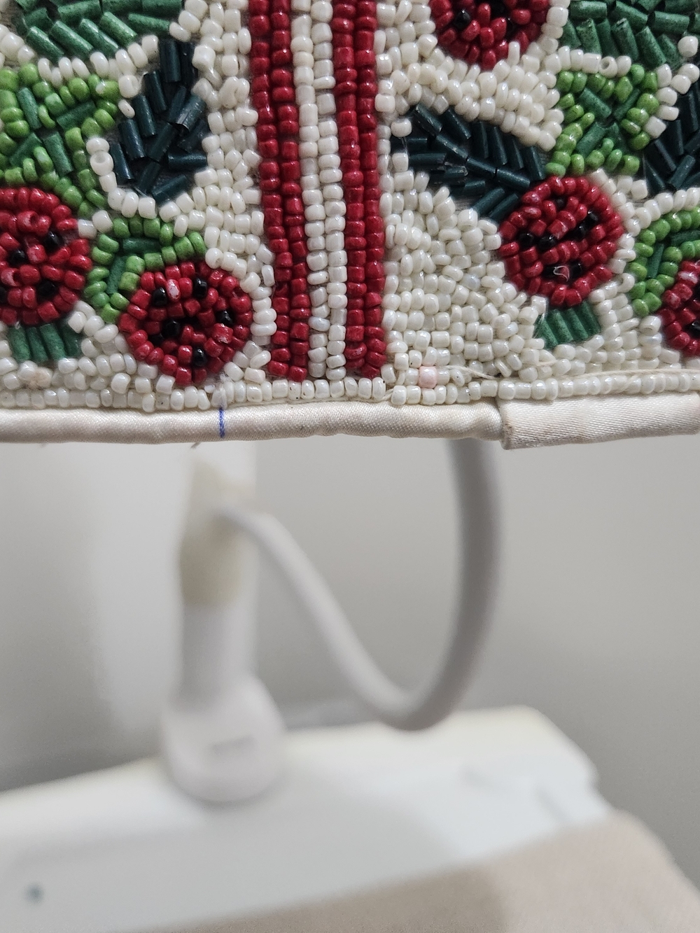 Beaded Holly Berry Crossbody Bag - White with Red & Green - Picture 7 of 7
